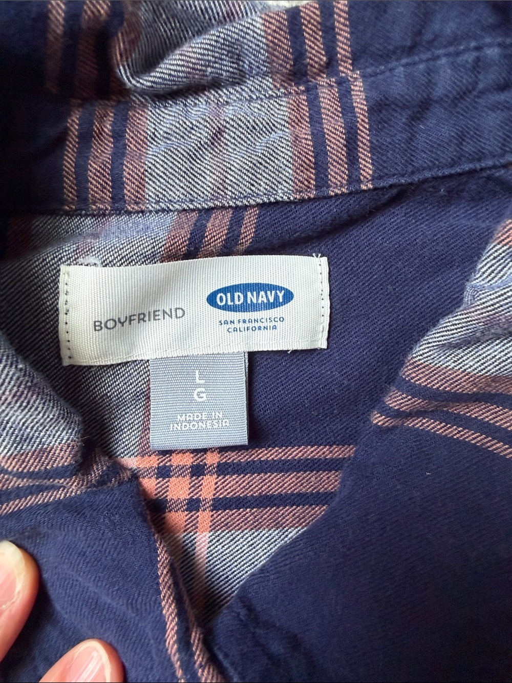 Old Navy Navy, Red & White Plaid Button-Down Shirt - Picture 2 of 12